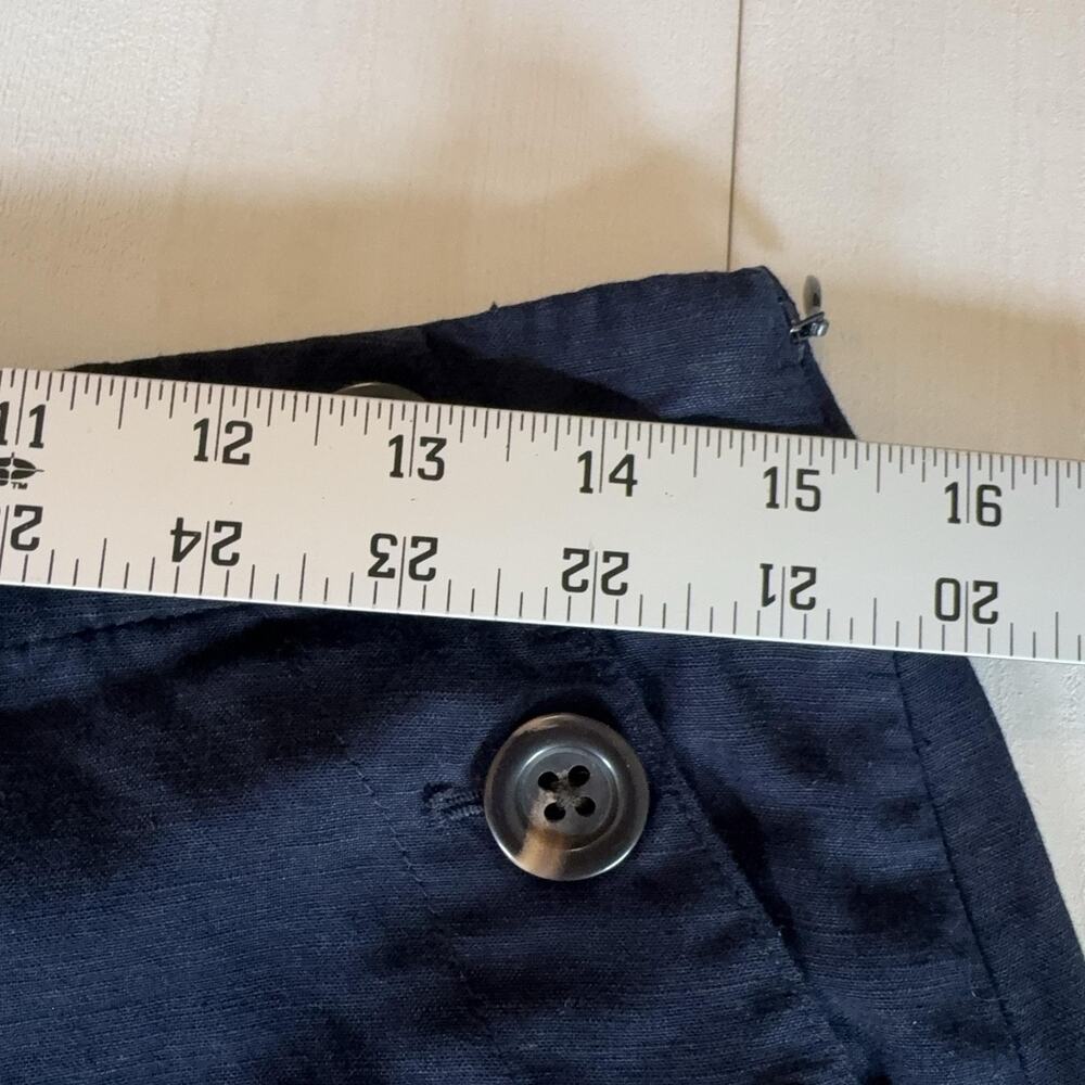 Ann Taylor Pants Womens 8 Blue Linen Cropped Wide Leg Sailor Buttons Capri - Picture 8 of 11